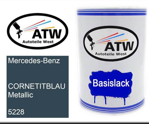 Mercedes-Benz,  CORNETITBLAU Metallic, 5228: 500ml Lackdose, von ATW Autoteile West.